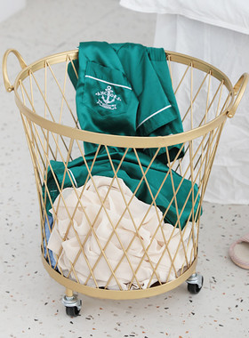 北欧铁艺玩具衣服收纳筐居家浴室脏衣篓洗衣篮洗衣娄可移动脏衣篮