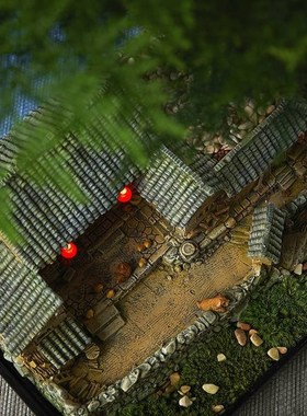 豆磨家中式古建筑摆件古风盆景造景小房子客厅装饰.品禅意茶几