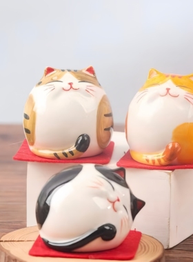 景德镇陶瓷招财猫摆件可爱送礼