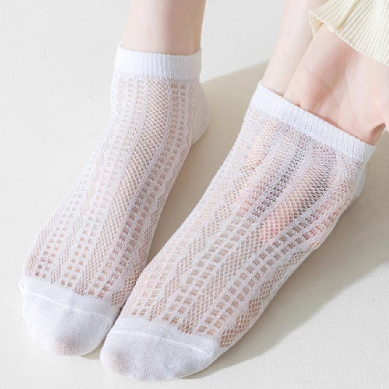 短筒袜子女夏季薄款网眼透气低帮黑白色镂空百搭网红ins潮流舒适 - 图2