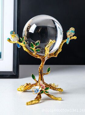 珐琅彩转运招财水晶球摆件