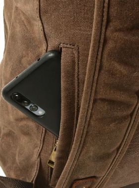 Men's Waterproof Wax Canvas Hiking Backpack Outdoor Trav