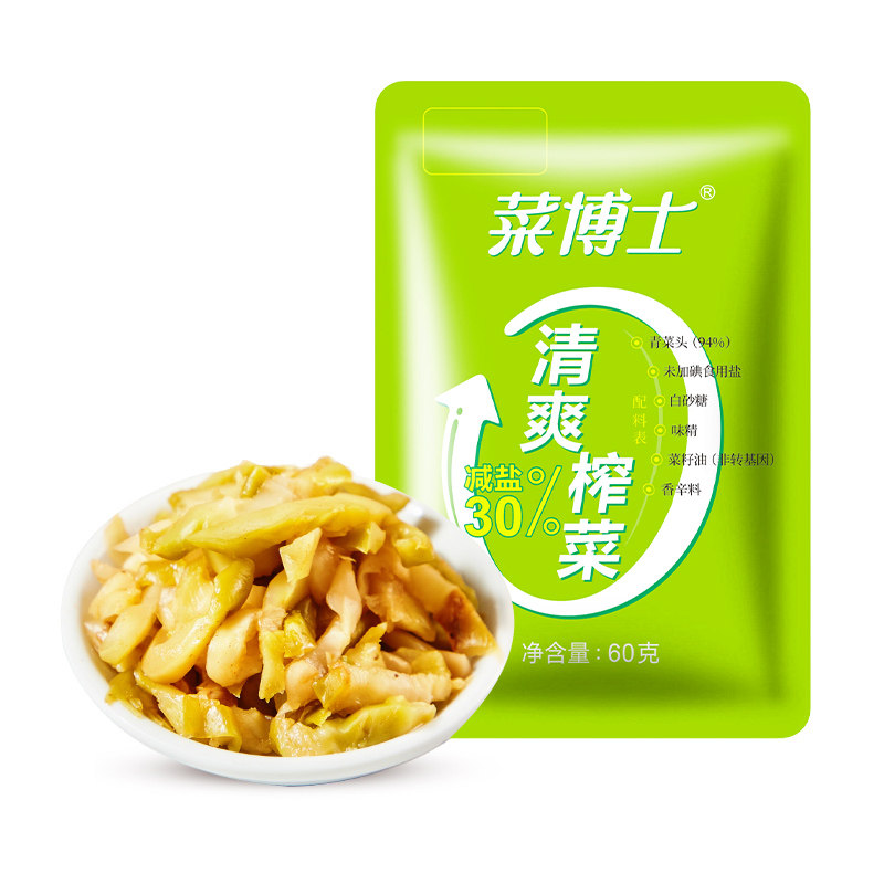 菜博士不加防腐剂榨菜60g开味下饭菜零添加腌制去皮榨菜丝咸菜,淘宝优惠券,粉丝福利购,淘宝优惠卷