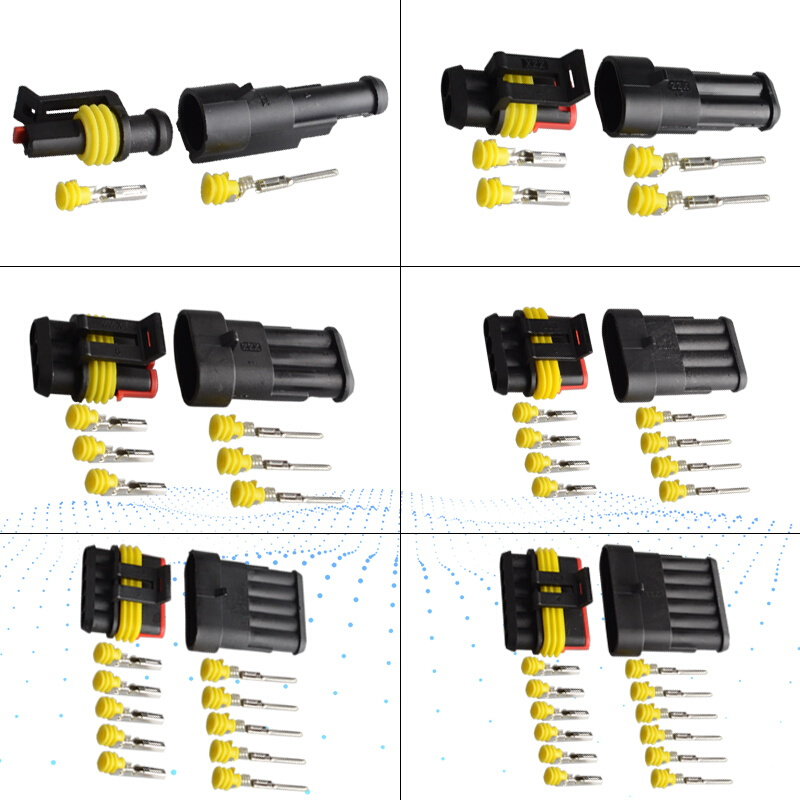 1.5防水汽车连接器1P2P3P4P5P6P孔芯带线公母插头座端子接插件