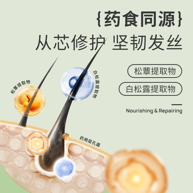 珀朴popu菌菇发膜强韧发丝修护烫染干枯柔顺便携改善毛躁护发素女-图0