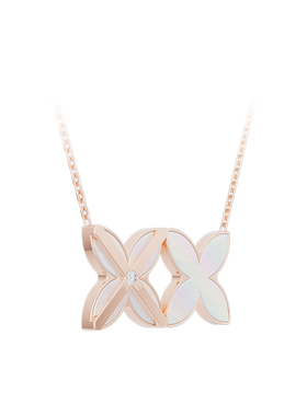 诺麟NOLYN德寿宫系列窗花项链锁骨链双面佩戴白母贝设计四叶草