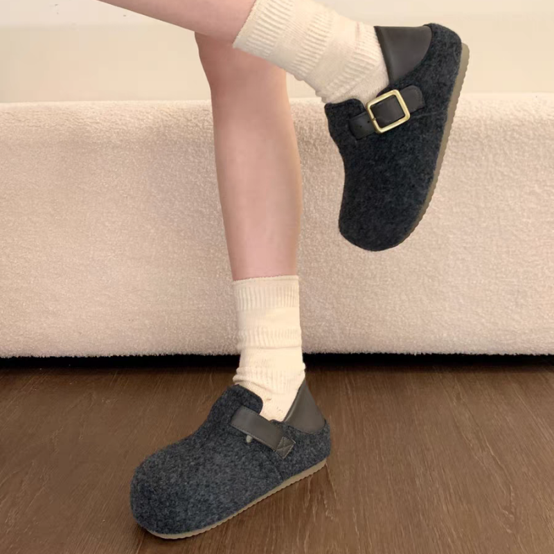 内增高毛呢加绒勃肯鞋女2025冬季新款复古一脚蹬保暖雪地靴棉鞋34,淘宝优惠券,粉丝福利购,淘宝优惠卷