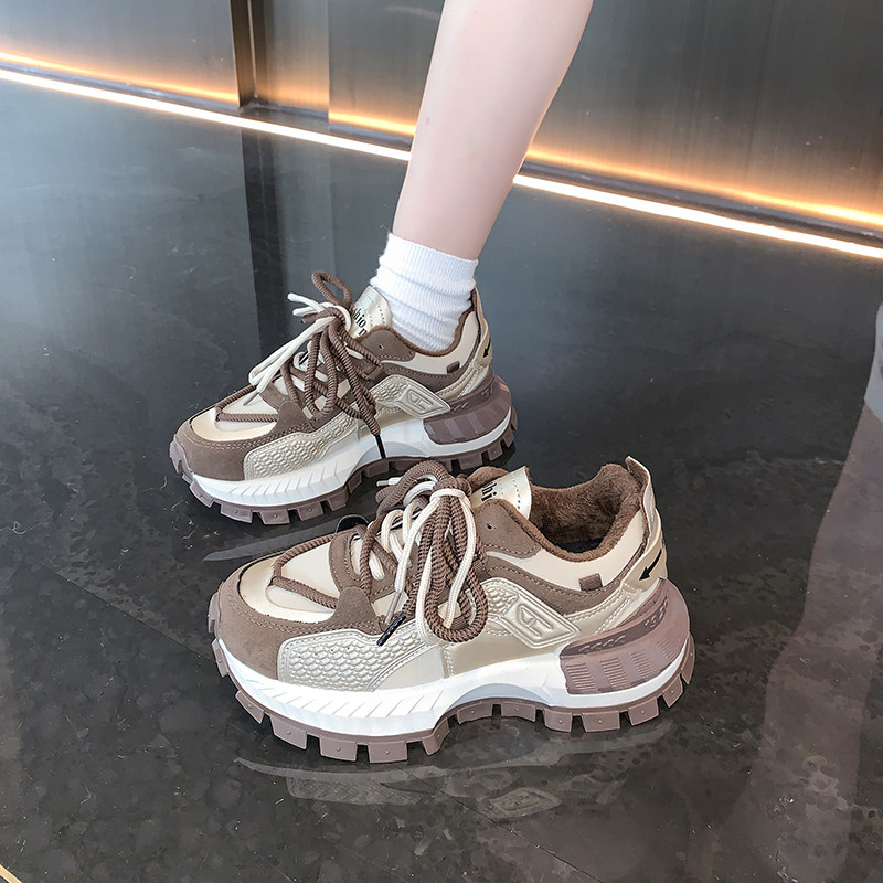 厚底增高老爹鞋女轻便软底2025新款春季炸街红色运动跑步鞋子34码,淘宝优惠券,粉丝福利购,淘宝优惠卷