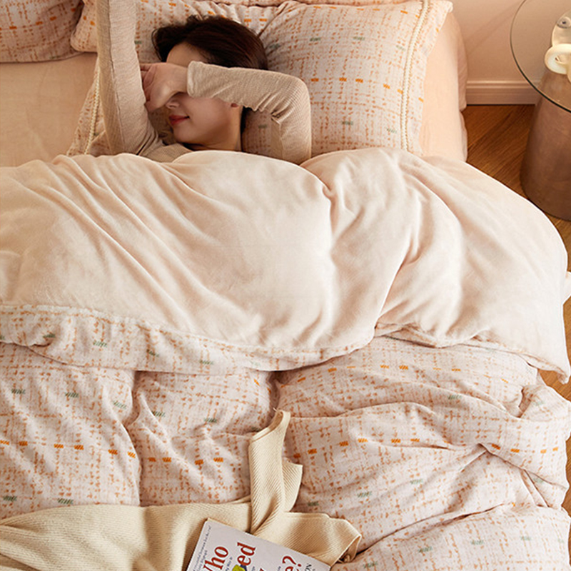 多喜爱牛奶绒三件套床上用品秋冬加厚保暖双面暖暖绒套件单人学生 - 图2