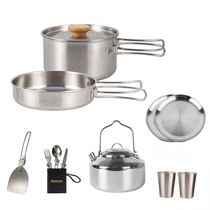 Outdoorto Stainless Steel Pots Camping Soup Pots Frying Pans Ho