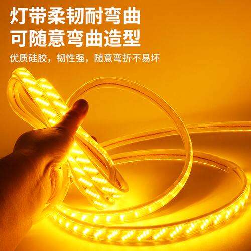 超亮led灯带户外防水外墙专用金黄光室外工程亮化照明220v软灯条 - 图1