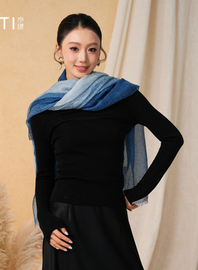 新中式100%山羊绒围脖围巾女