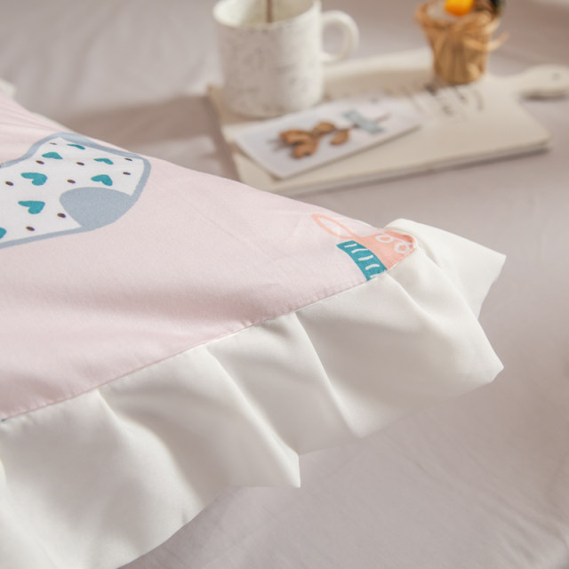 All cotton pink lace one meter two bed sheets school student D university dormitory three-piece set pure cotton women