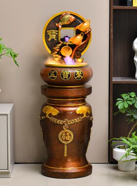 玄关装饰流水摆件循环水招财办公室八方来财客厅电视柜装饰微水景