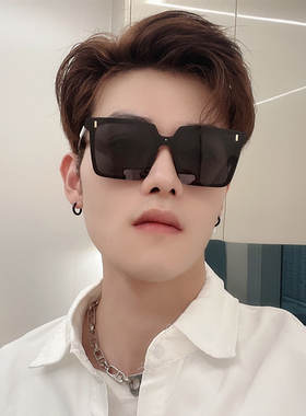2021潮流型男平面一体镜片太阳眼镜开车正方形女复古偏光墨镜圆脸