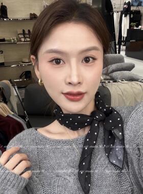 复古波点棉质小方巾韩系氛围感