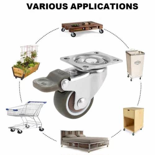 4pc Furniture Casters Soft Rubber Swivel Caster Quite Roller - 图0