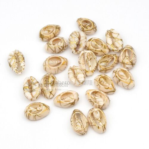 10pcs Gold Veins Cut Natural Sea Shells  Jewelry Making Diy - 图3