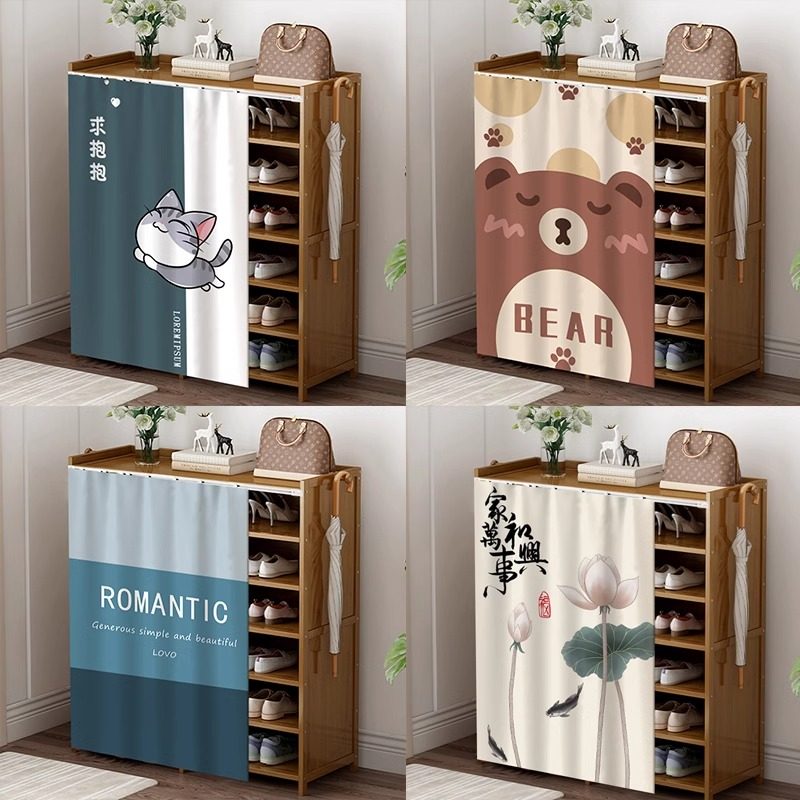 鞋柜置物遮挡帘滑轨式拉帘柜子书架货架橱柜防尘布帘杂物遮丑帘子,淘宝优惠券,粉丝福利购,淘宝优惠卷