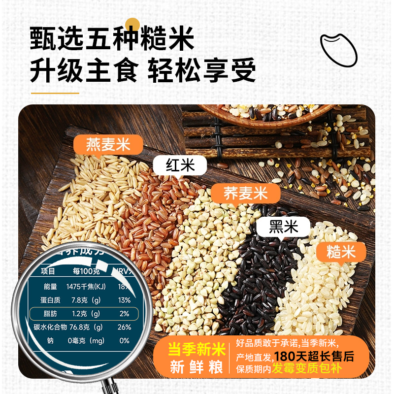 合潤弘 五色糙米五谷雜糧飯粗糧七色糙米新米組合飯飽腹三色大米_合潤弘旗艦店_糧油調味/速食/干貨/烘焙
