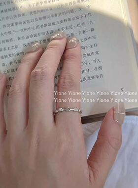 叶子戒指简约爱心细戒气质开口