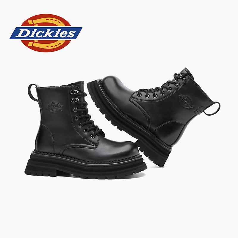 Dickies马丁靴男款2024秋冬新款情侣皮靴厚底增高靴子软皮工装靴