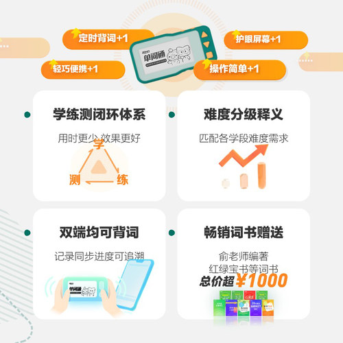 【新东方单词通】T2口袋单词机便携式真人英美音小初高大学四六级出国留学雅思托福GRE新东方电子单词卡 - 图0