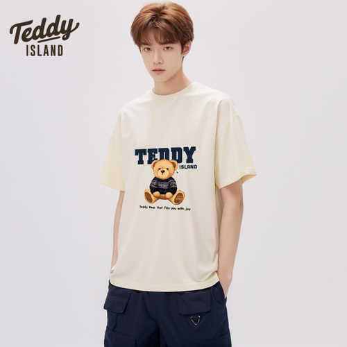 TEDDYISLAND泰迪熊联名款2024新款韩版时尚T恤宽松版男女款短袖