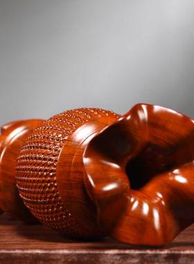 花梨木雕花瓶摆件一对实木新中式