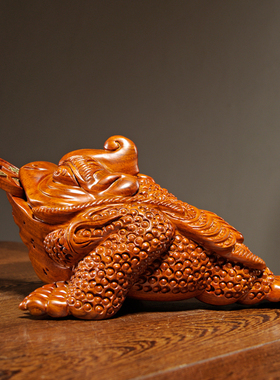 花梨木雕金蟾摆件实木蟾蜍装饰