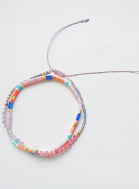 MLGM新搭配TILA珠紫色手链弹力绳手链撞色波西米亚风饰品个性饰品