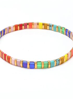 MLGM叠戴波西米亚风彩虹款tila珠叠戴手链 个性马卡龙多巴胺手串