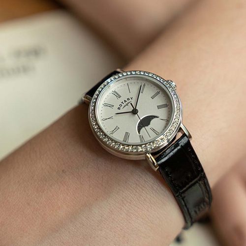 英国ROTARY劳特莱温莎月相女士手表防水进口石英表送女生圣诞礼物 - 图1