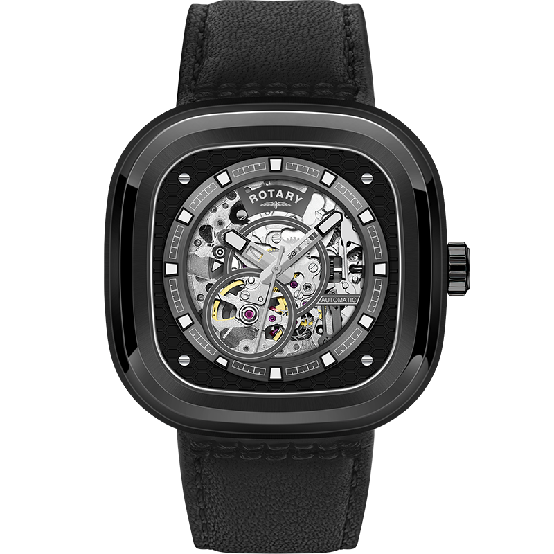 英国ROTARY劳特莱格林威治镂空手表全自动机械表男士腕表男友礼物