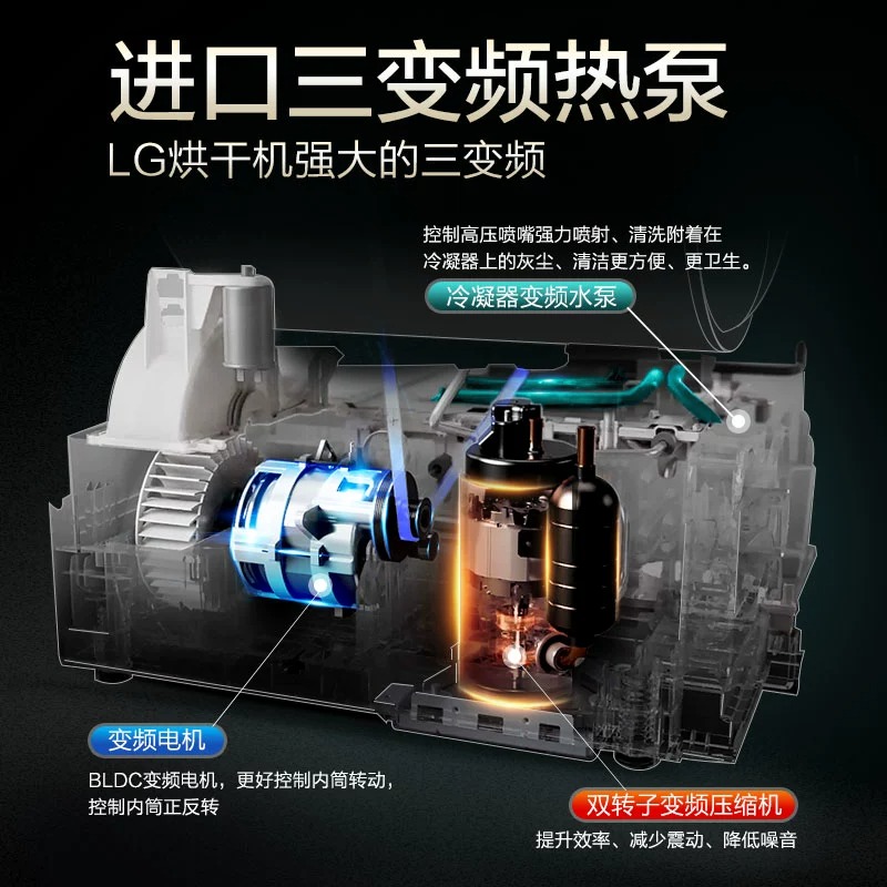 LG原装进口10kg家用干衣机双变频热泵烘干机线下同款 RH10V3AV4W-图1