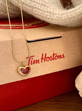 红色爱心吊坠项链气质女复古搭配毛衣链小众高级感锁骨链毛衣链