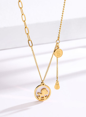 时尚气质百搭个性小木马吊坠项链女新款轻奢高级感潮小众项饰