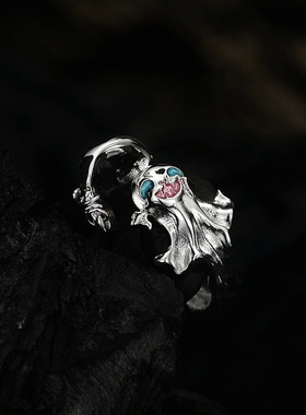 ears魔法帽幽灵戒指辣妹超飒甜酷食指戒S925纯银幽灵系列指环饰品