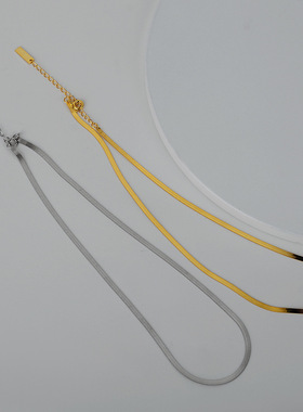 ears轻欧美简约小众设计项链女手工S925纯银短款光面ing刀片骨链