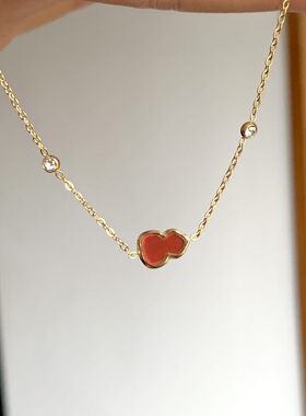 钛钢不掉色小众设计红色小葫芦手链镶钻高级感气质百搭时尚手饰品