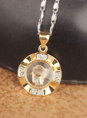 新年时来运转吊坠项链镀K金黄白彩金十二生肖转运招财女款本命年