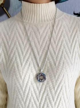 s925纯银民族风复古双鱼花丝镂空国潮挂坠项链珐琅转运吊坠项饰品