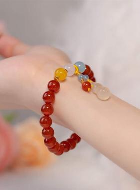 红玛瑙冷门手串弹力绳闺蜜信物姐妹一对中国风女款学生手链葫芦