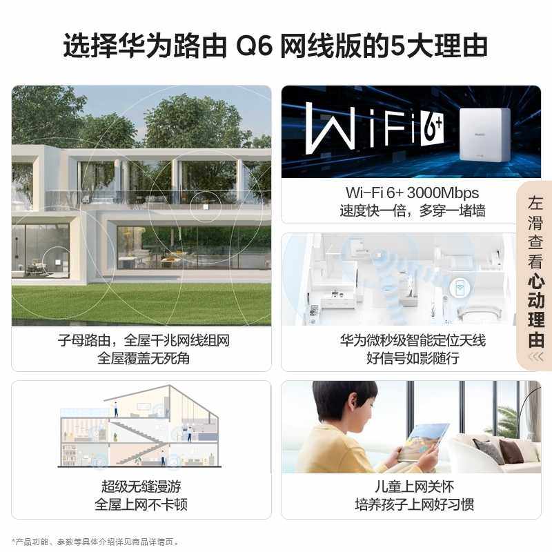 【稀缺货源】华为Q6网线版全屋无线wifi6覆盖acap面板mesh组网分布式入墙式一拖三子母路由器千兆大户型字母