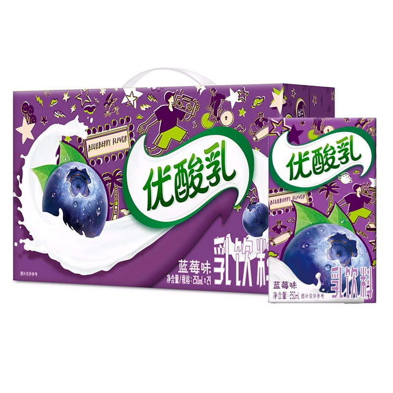 4月新品 伊利优酸乳250mlx24整箱含乳饮料早餐奶原味蓝莓贵妃荔枝 - 图3