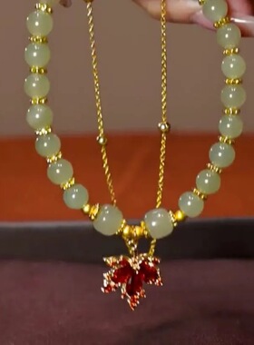 新款 花田喜事爆款枫叶双层手链女轻奢小众设计新款气质手链送女