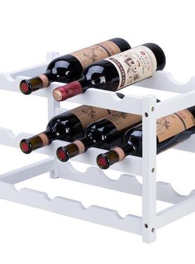 红酒架摆件小型家用葡萄酒架子实木现代简约吧台多层酒柜