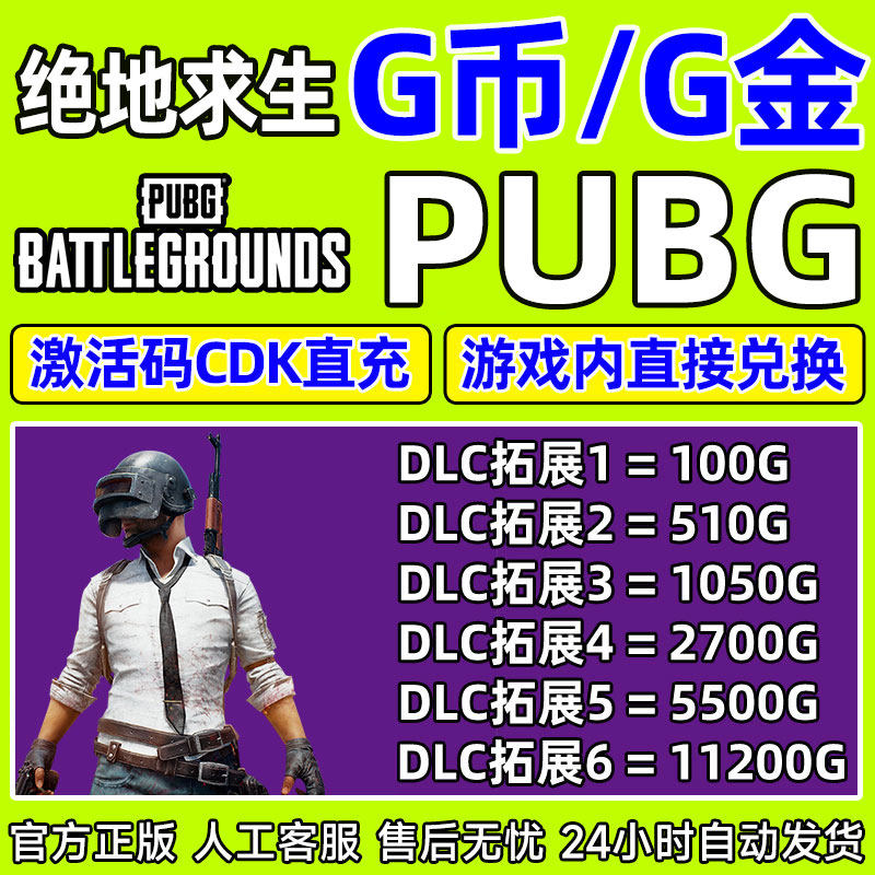 pubgg币充值绝地求生g币cdk兑换码G币充值CDKey皮肤吃鸡gb充值cdk