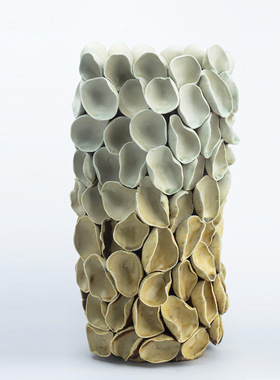 中古风原创设计师陶瓷雕塑摆件样板间民宿大堂插花器桌面手工花