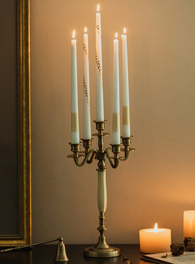 餐桌烛台氛围情调摆件复古家居轻奢黄铜香薰蜡烛台